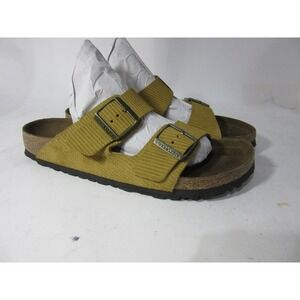 Birkenstock Sandals US L11 M9 Yellow Suede Embossed Corduroy Arizona Slide